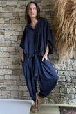 Basso Tie Smock Blouse Navy